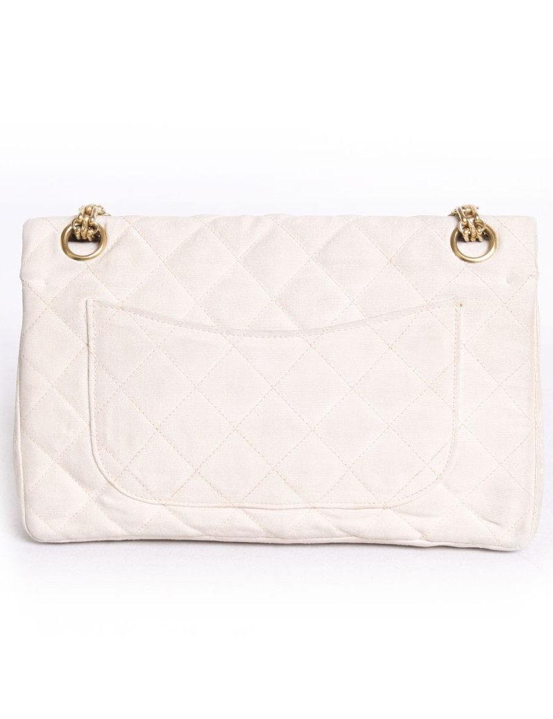 Sac timeless CHANEL en toile écru vintage