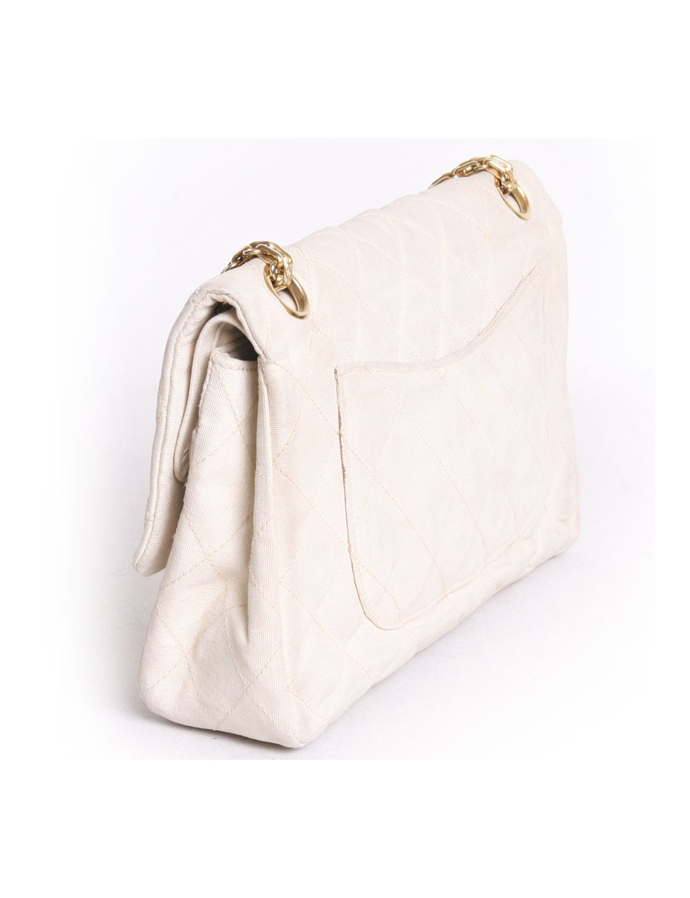 Sac timeless CHANEL en toile écru vintage