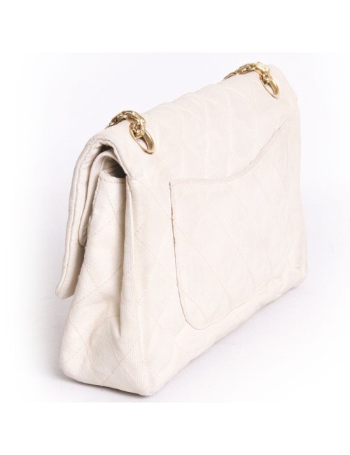 Sac timeless CHANEL en toile écru vintage