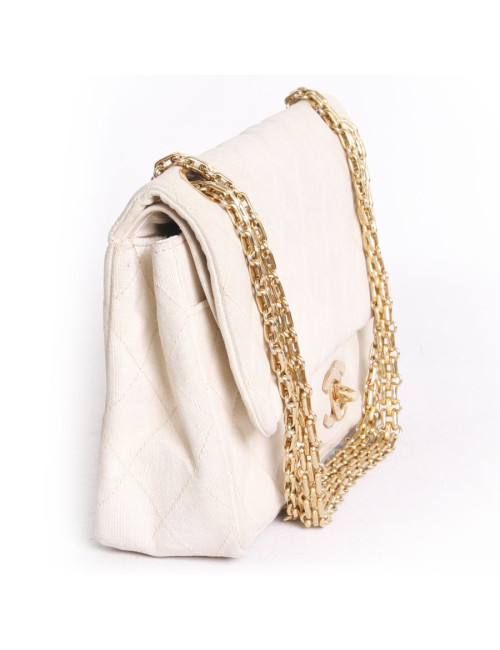 Sac timeless CHANEL en toile écru vintage