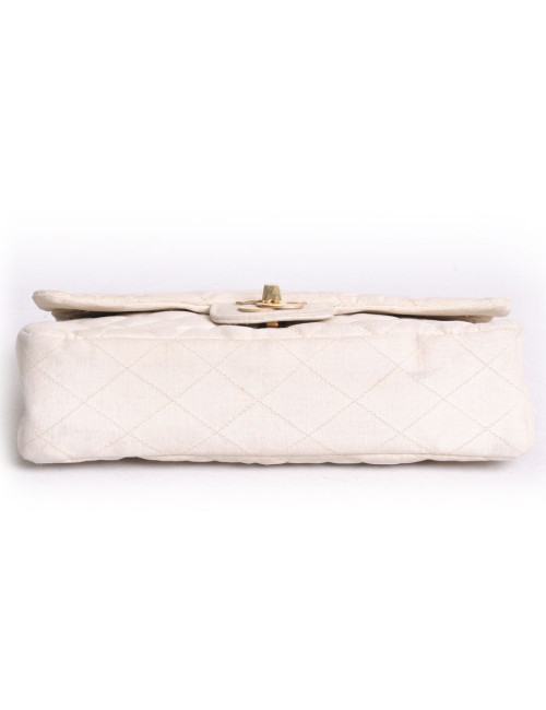 Sac timeless CHANEL en toile écru vintage