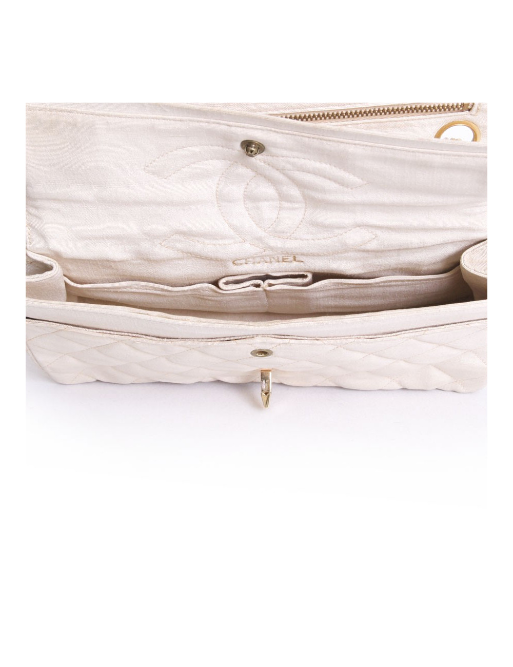 Sac timeless CHANEL en toile écru vintage