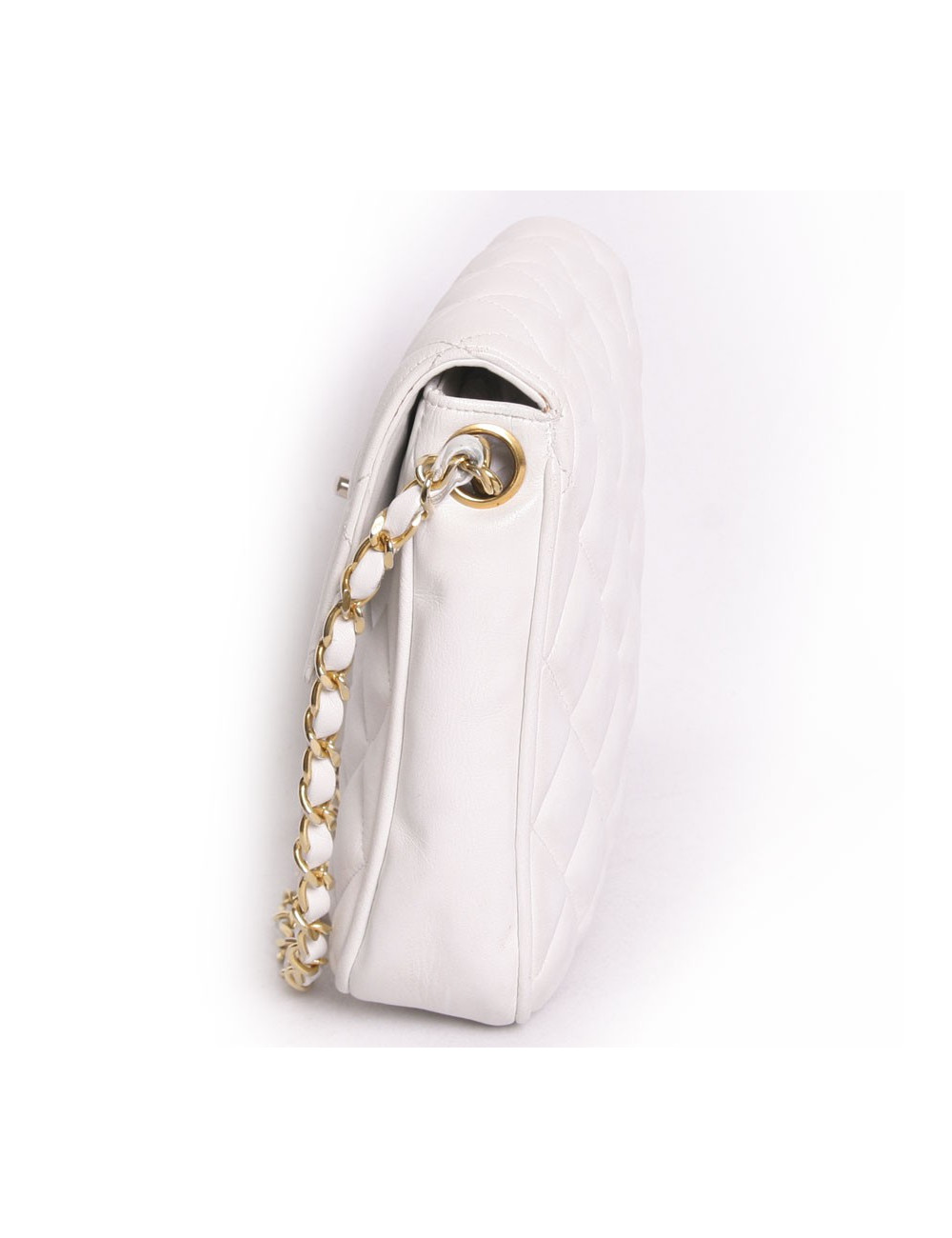 White vintage CHANEL quilted leather bag