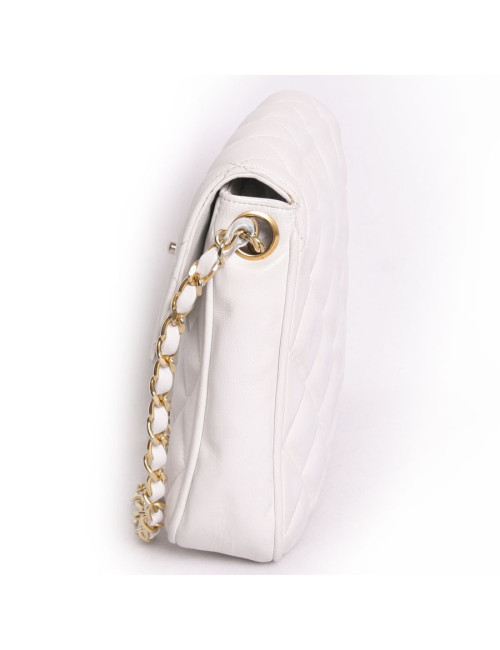 White vintage CHANEL quilted leather bag