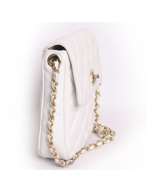 White vintage CHANEL quilted leather bag