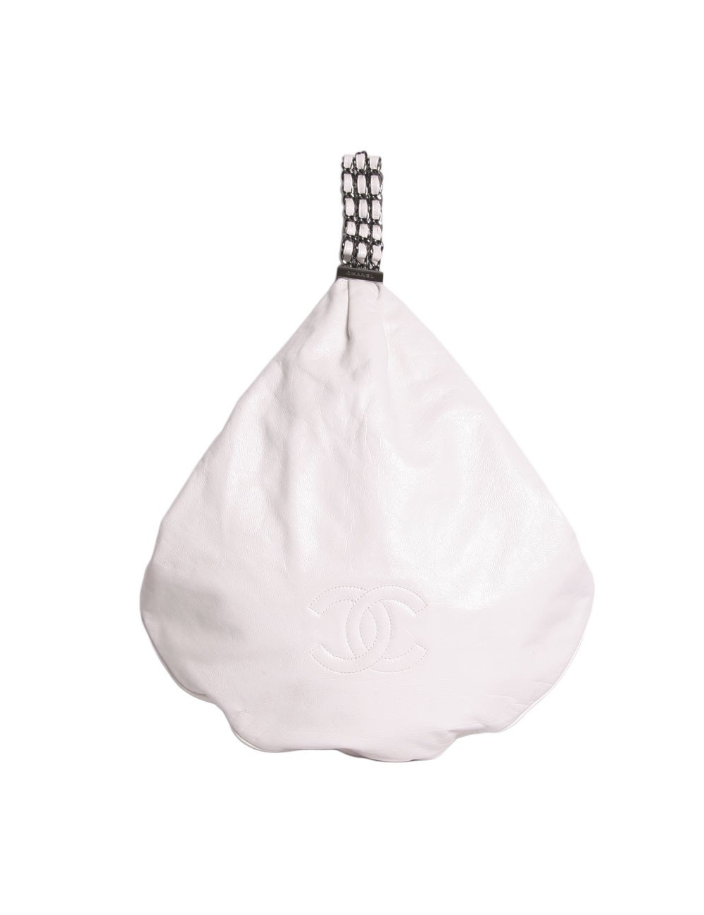 Sac besace CHANEL cuir d'agneau blanc 