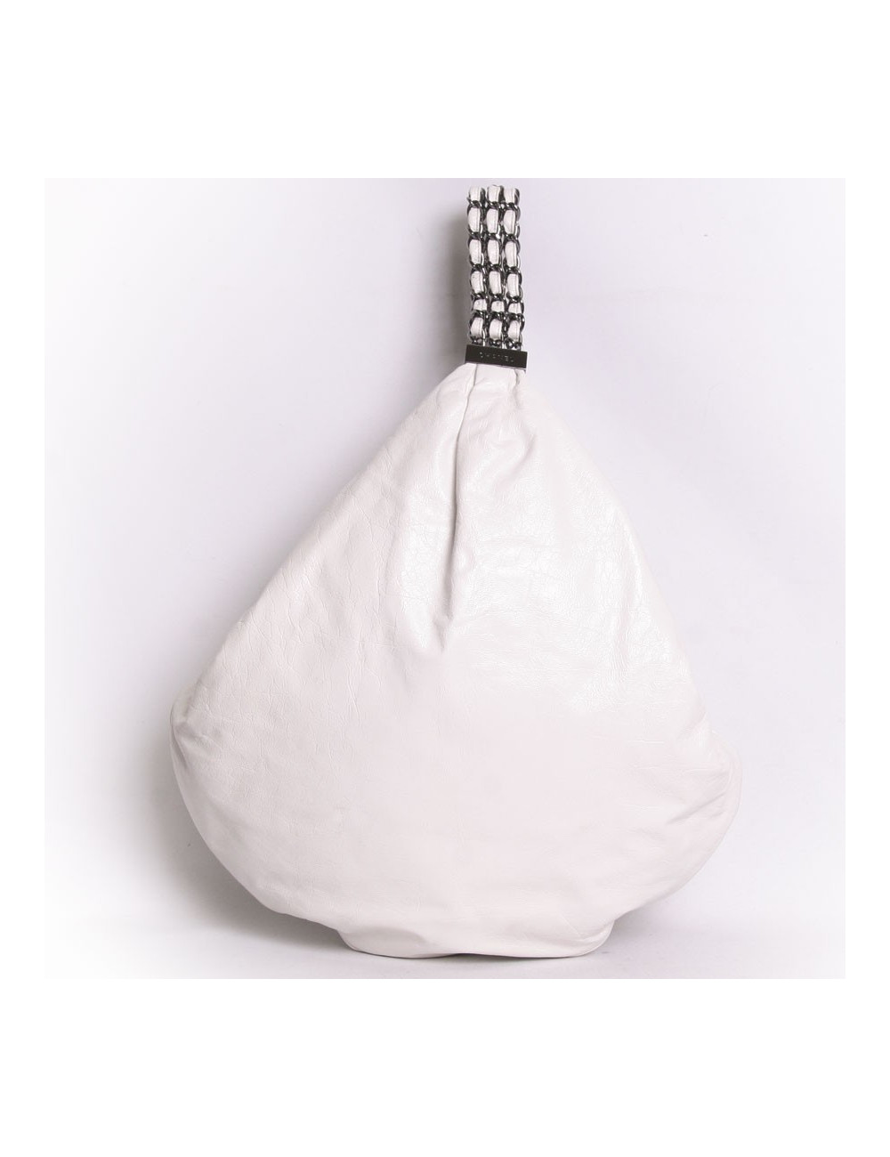 CHANEL white lamb leather satchel bag