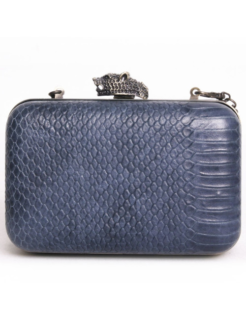 Bag pouch HOUSE OF HARLOW 1960 leather way blue oil snake