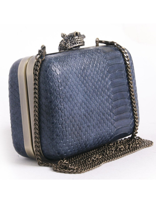 Bag pouch HOUSE OF HARLOW 1960 leather way blue oil snake