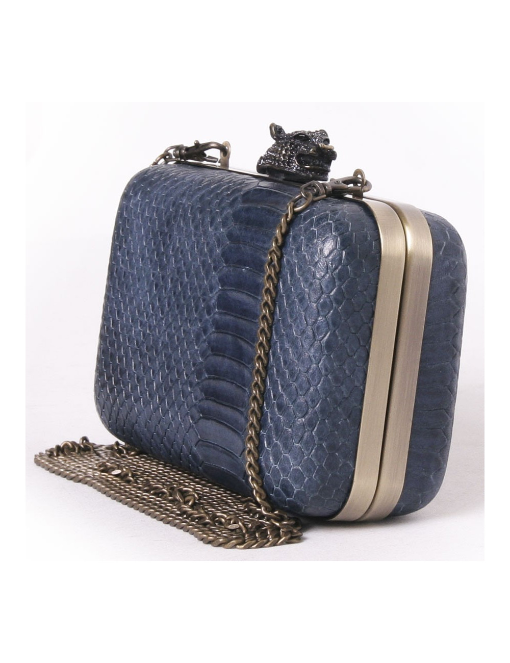 Bag pouch HOUSE OF HARLOW 1960 leather way blue oil snake
