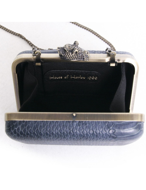 Bag pouch HOUSE OF HARLOW 1960 leather way blue oil snake