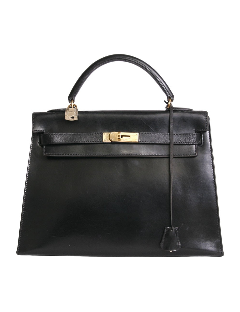 Sac Kelly 32 HERMES cuir box noir