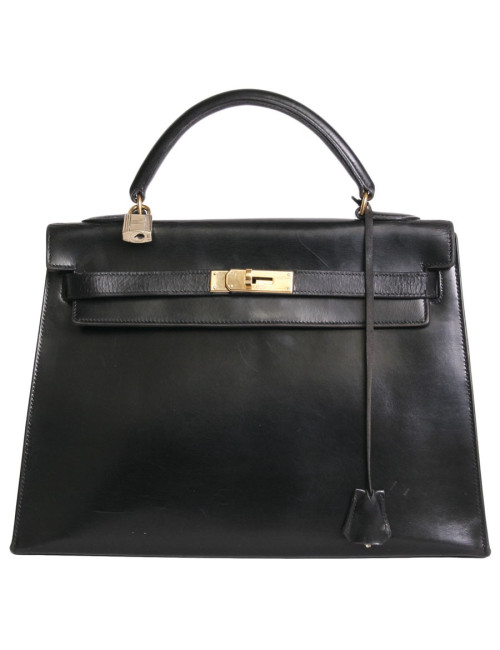 Sac Kelly 32 HERMES cuir box noir