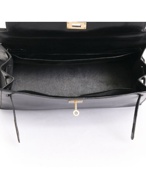 Sac Kelly 32 HERMES cuir box noir