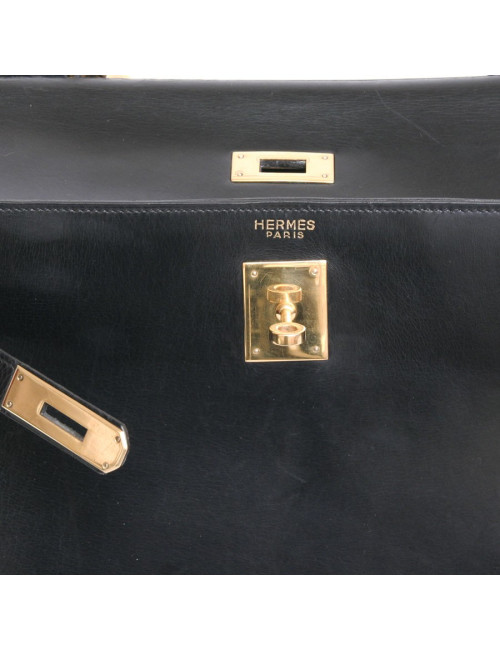 Sac Kelly 32 HERMES cuir box noir