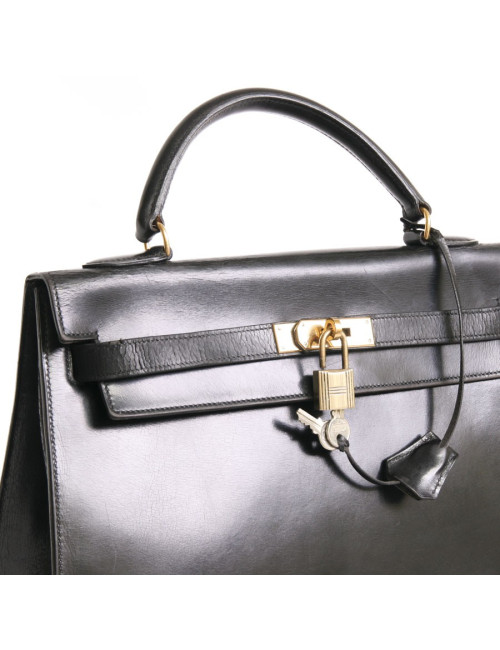 Sac Kelly 32 HERMES cuir box noir