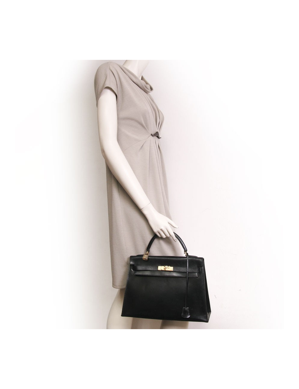 SADDLER 32 leather black bites box SADDLER HERMÈS Kelly bag