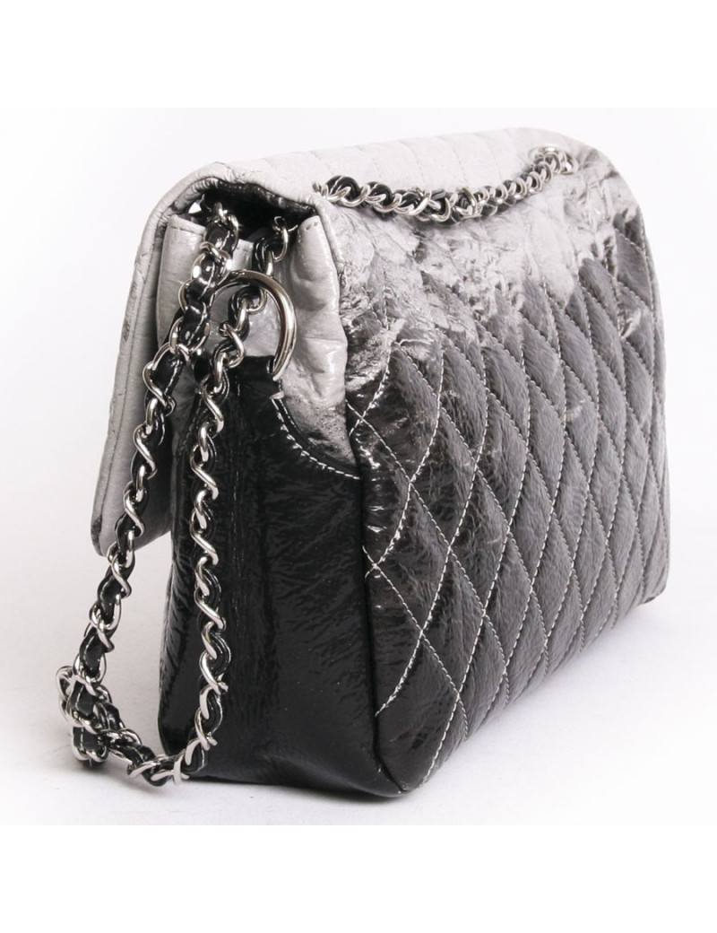 sac CHANEL venis brillant gris et noir