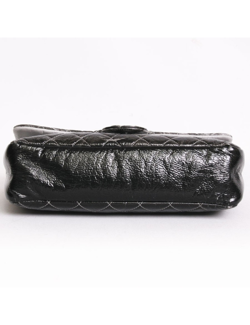 Gray and black glossy leather CHANEL bag