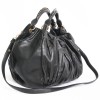 MIU MIU black pleated leather with cross body satchel bag