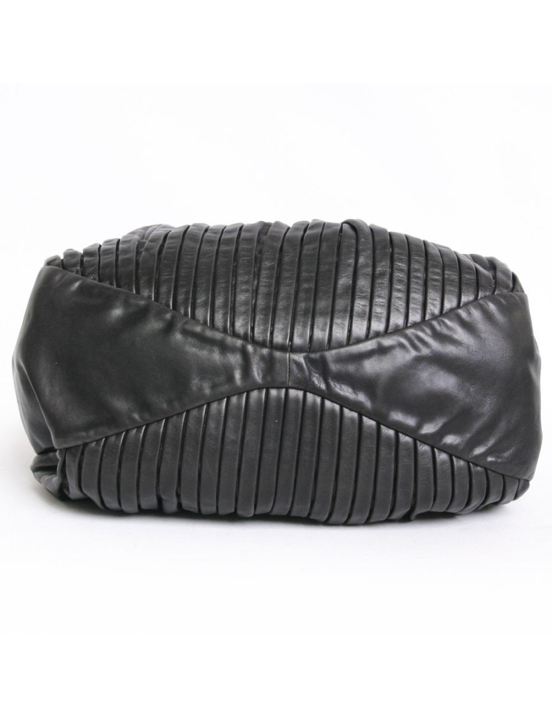 MIU MIU black pleated leather with cross body satchel bag