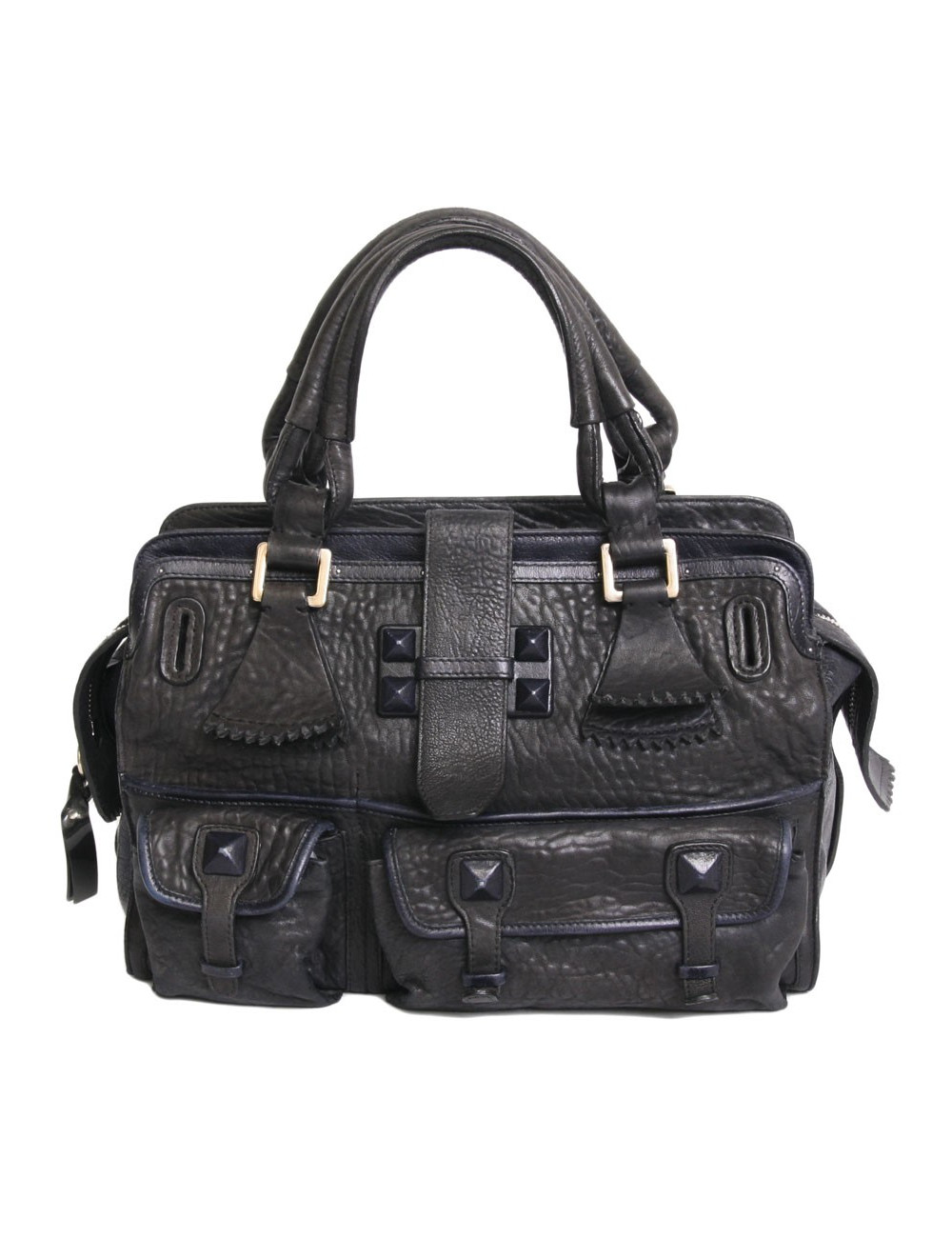 Sac CHLOE bicolore en cuir de vachette noir et bleu