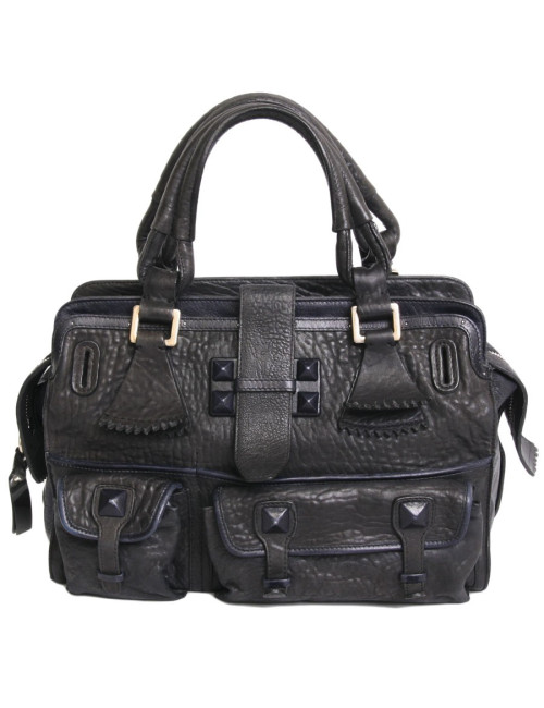 Sac CHLOE bicolore en cuir de vachette noir et bleu