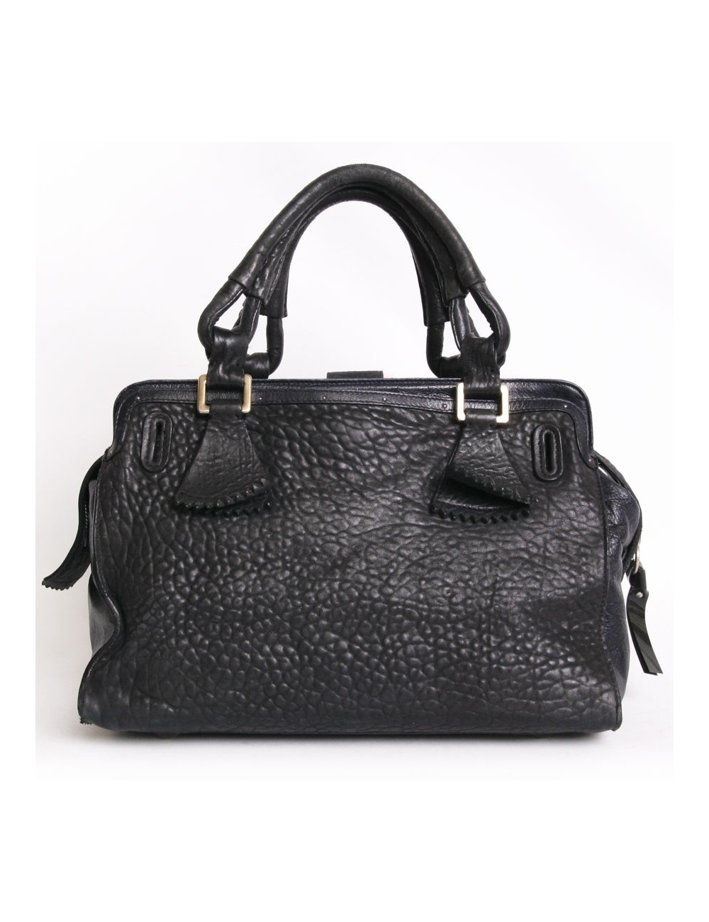 Two-tone leather of calfskin black and blue Elvire CHLOE bag