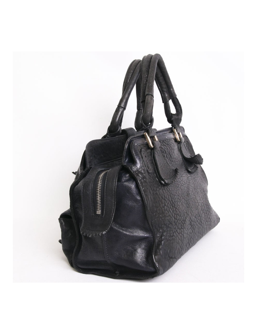 Two-tone leather of calfskin black and blue Elvire CHLOE bag