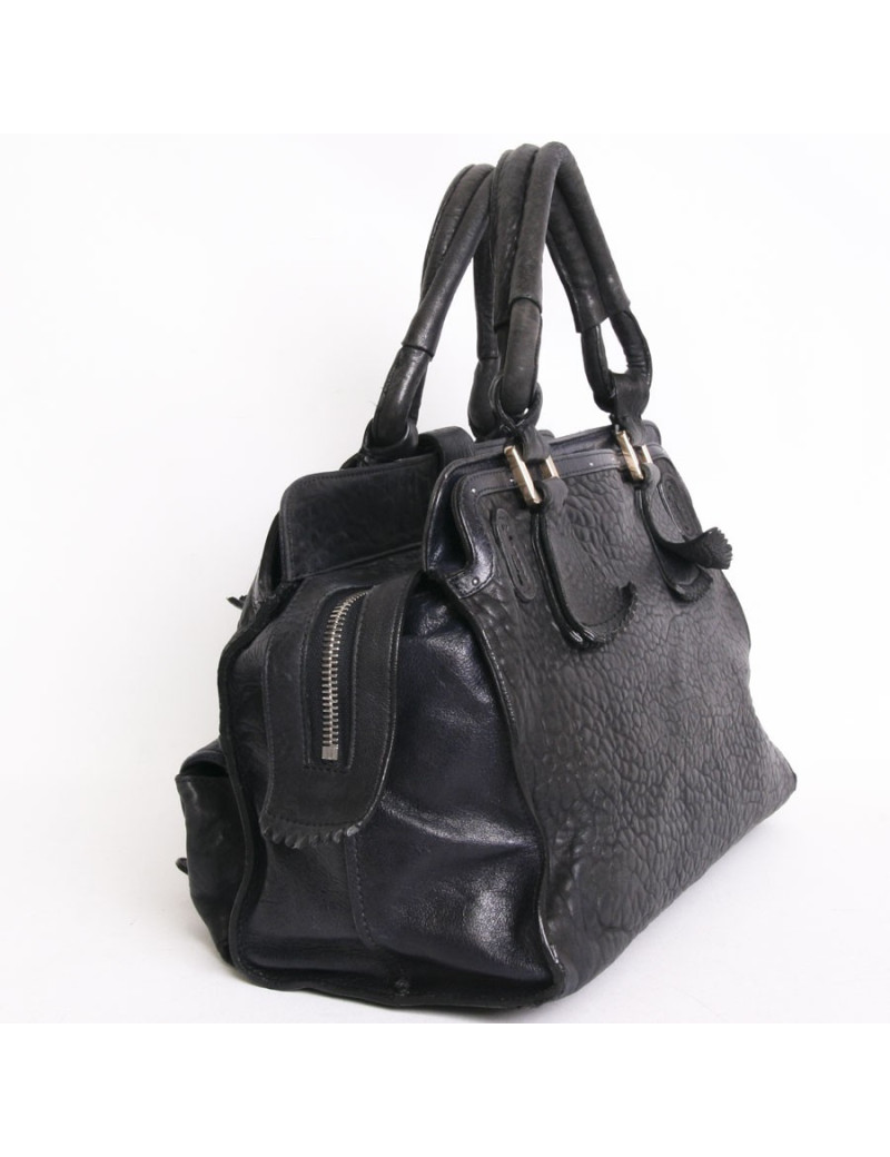 Two-tone leather of calfskin black and blue Elvire CHLOE bag