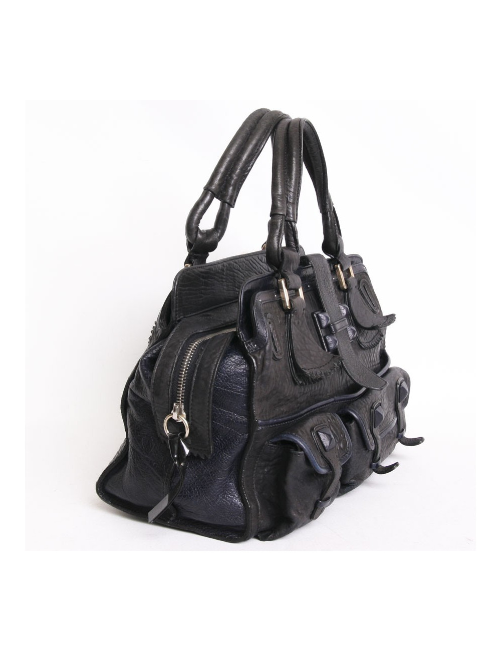 Sac CHLOE bicolore en cuir de vachette noir et bleu