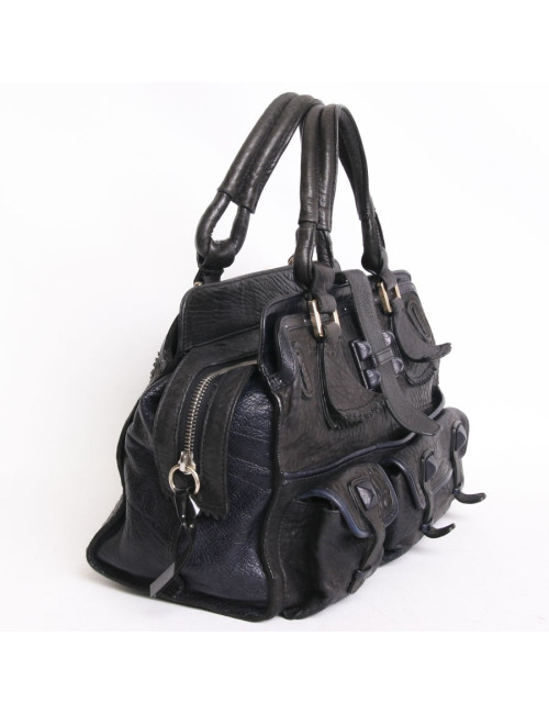 Two-tone leather of calfskin black and blue Elvire CHLOE bag