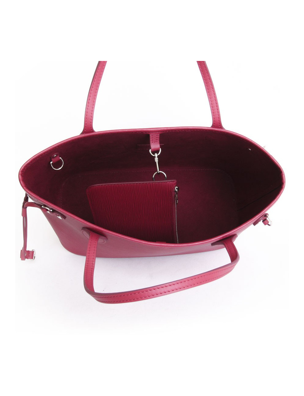 "Neverfull" bag with its LOUIS VUITTON epi fuchsia leather pouch