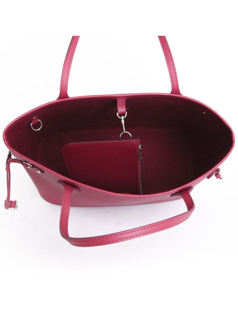 Sac "Never full" avec sa pochette LOUIS VUITTON cuir épi fuchsia