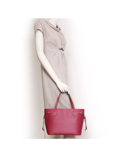 "Neverfull" bag with its LOUIS VUITTON epi fuchsia leather pouch