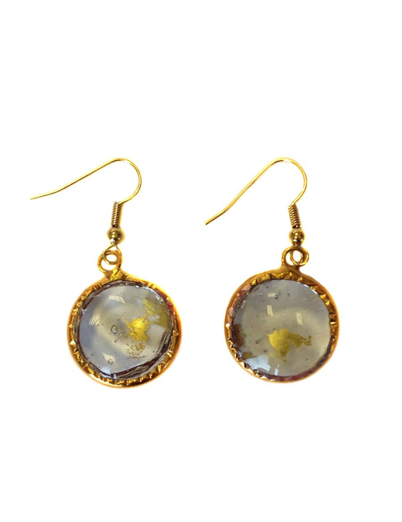 Clous Marguerite de Valois pâte de verre et feuille d'or