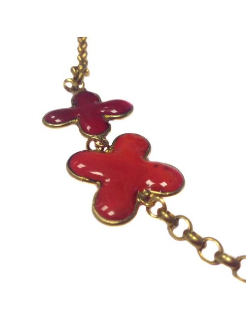 MARGUERITE of VALOIS long necklace in gilt metal and molten glass