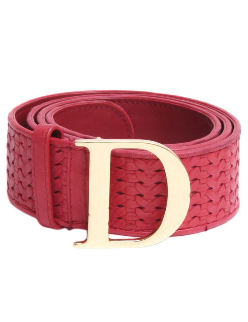 Ceinture CHRISTIAN DIOR T 95 cuir tressé rouge