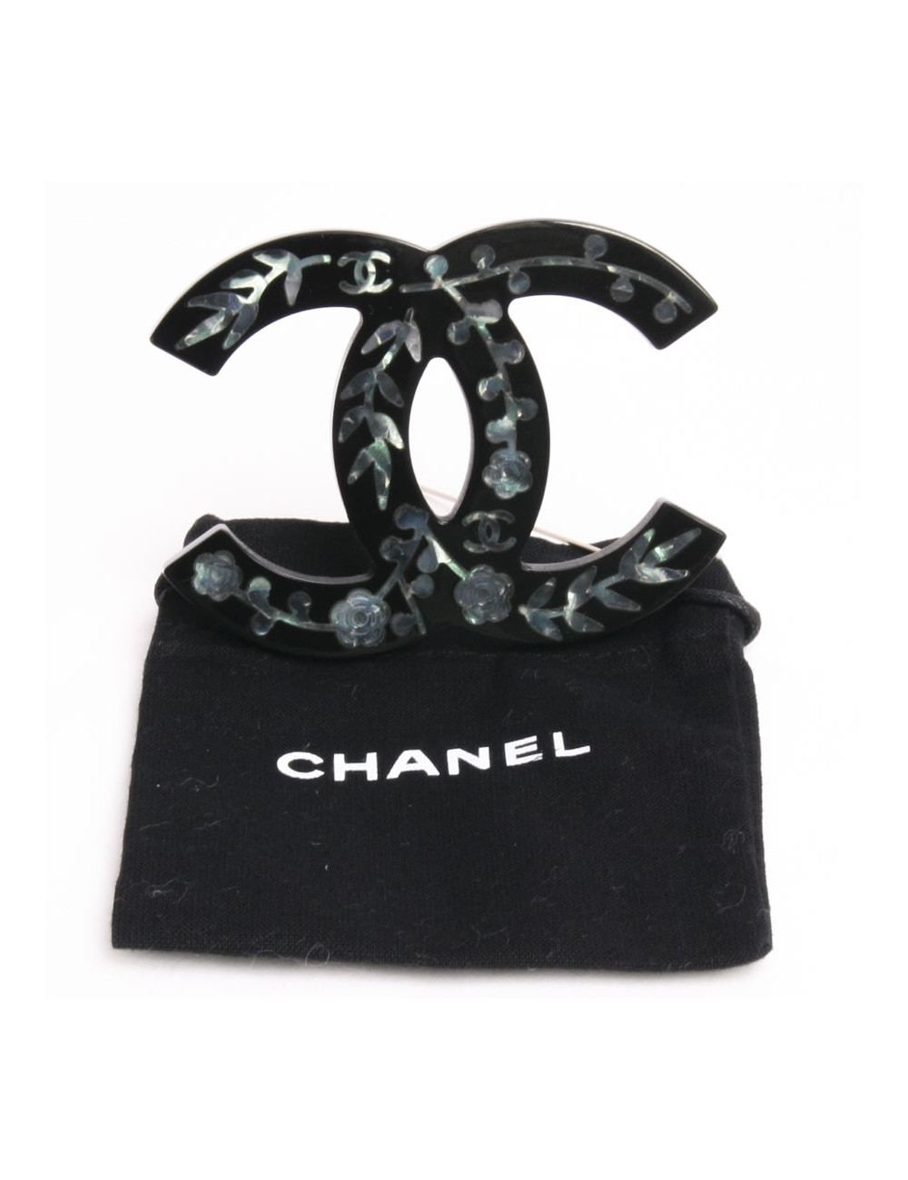 PIN CHANEL CC plexi black and serious of camellias