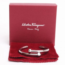 SALVATORE FERRAGAMO nail silver metal bracelet
