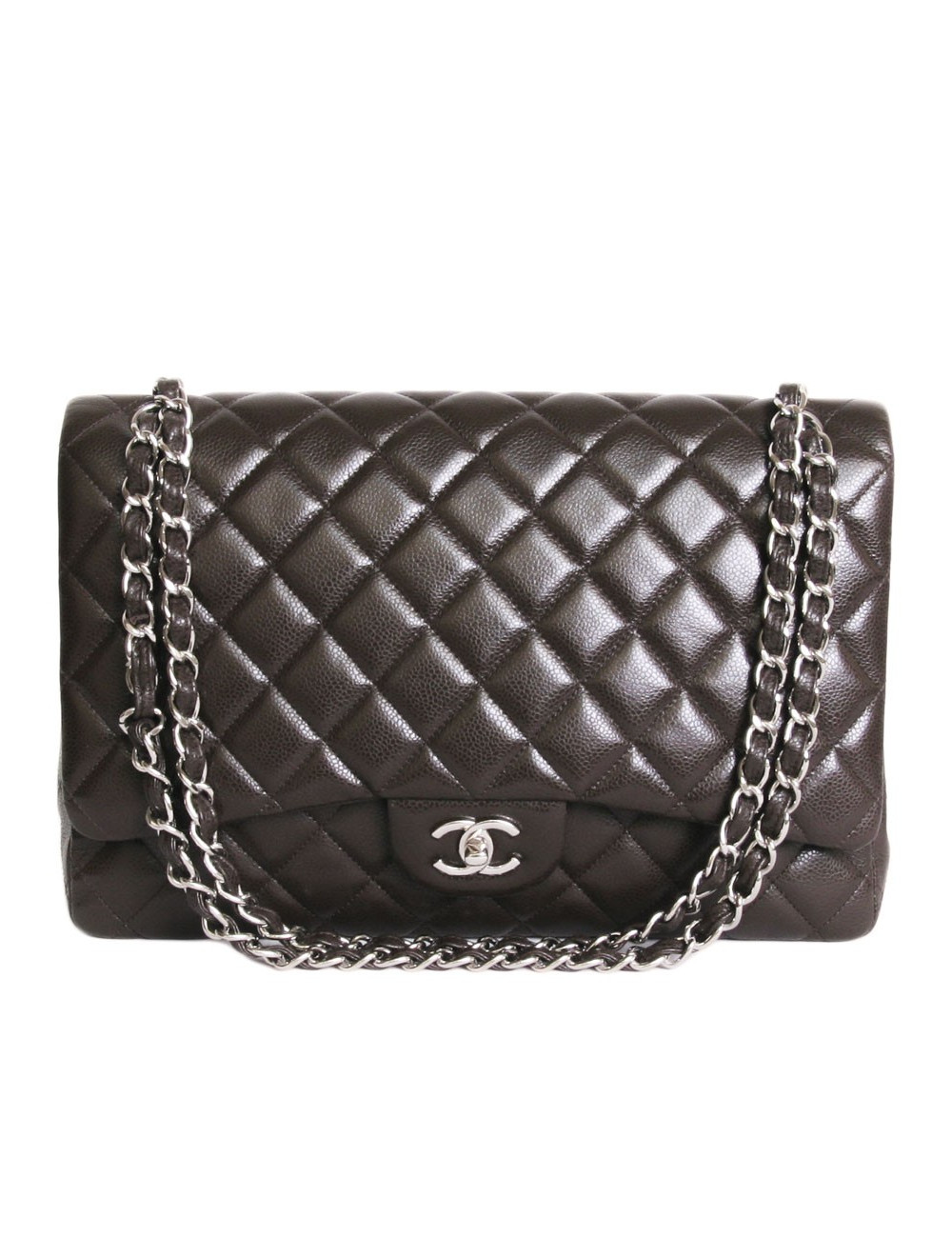 Sac jumbo CHANEL cuir caviar marron 
