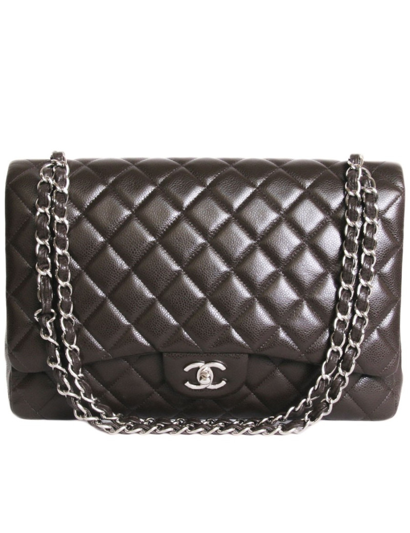 Sac jumbo CHANEL cuir caviar marron 