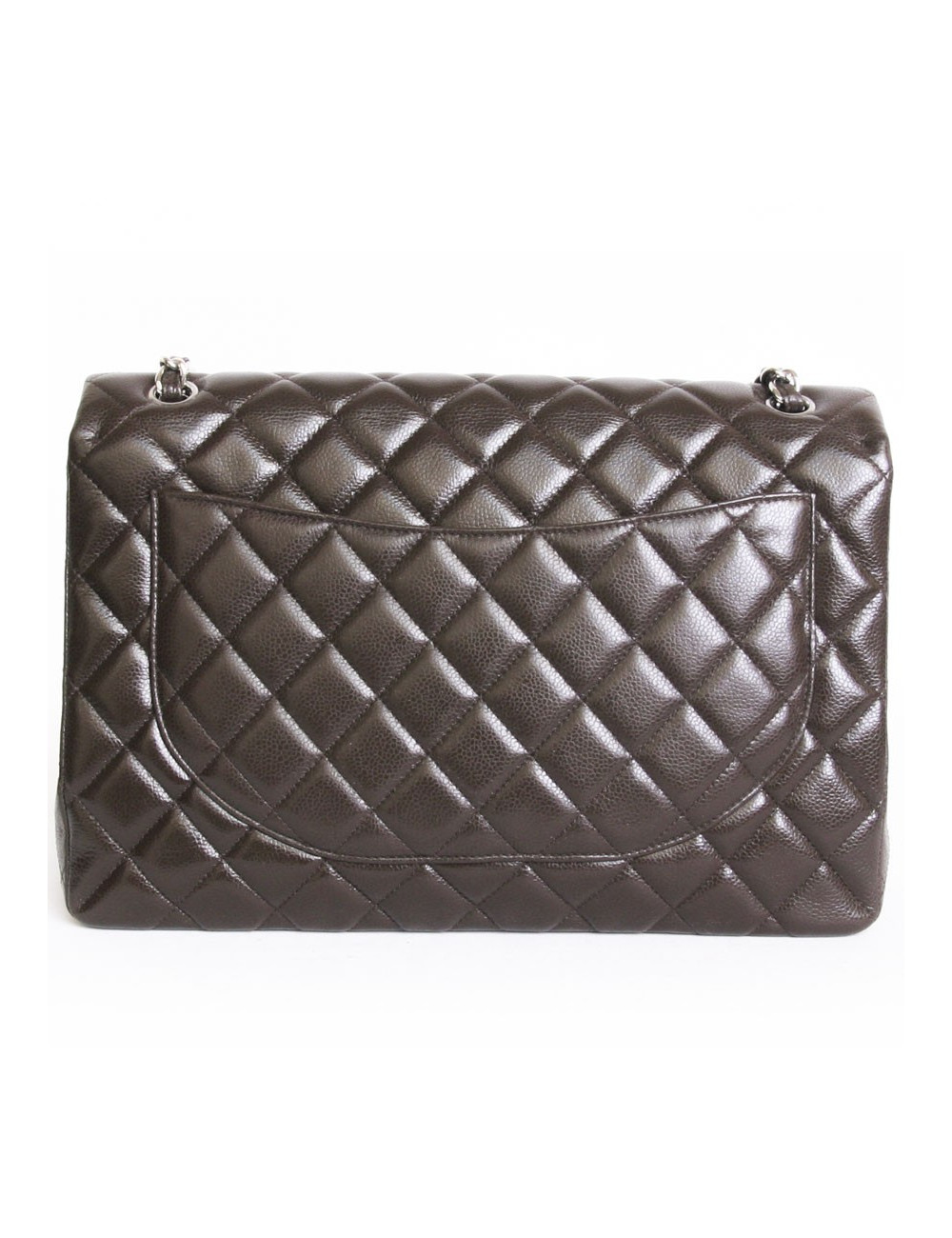 Maxi Jumbo CHANEL caviar Brown jewelry leather bag money