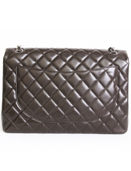 Maxi Jumbo CHANEL caviar Brown jewelry leather bag money