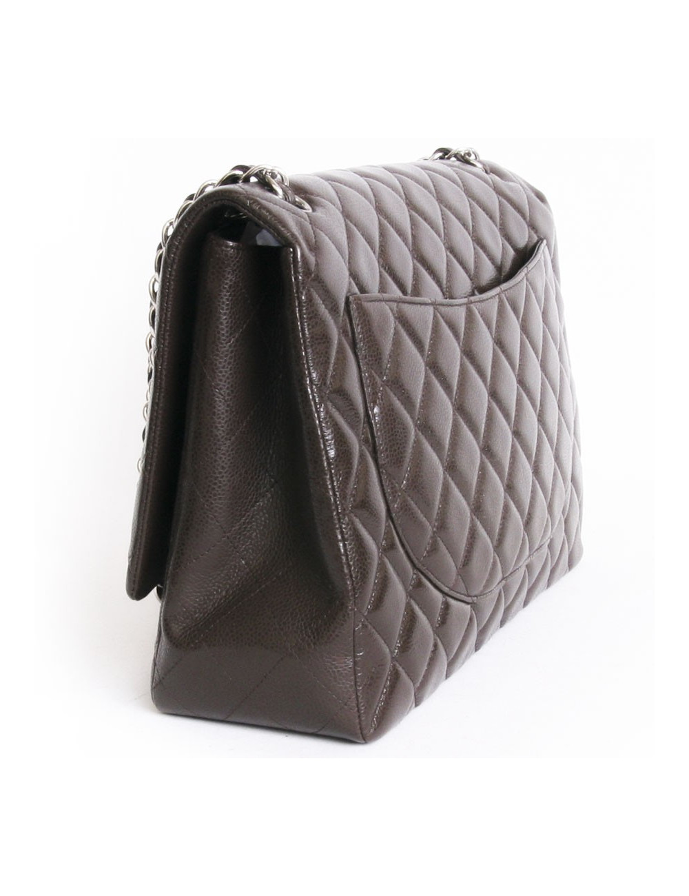 Maxi Jumbo CHANEL caviar Brown jewelry leather bag money