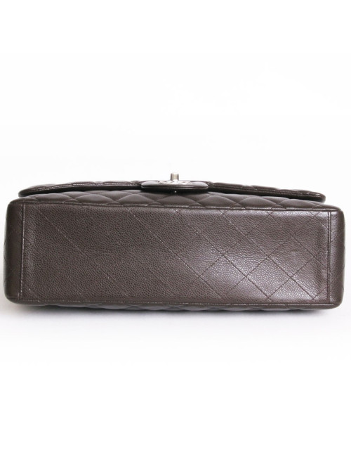 Maxi Jumbo CHANEL caviar Brown jewelry leather bag money