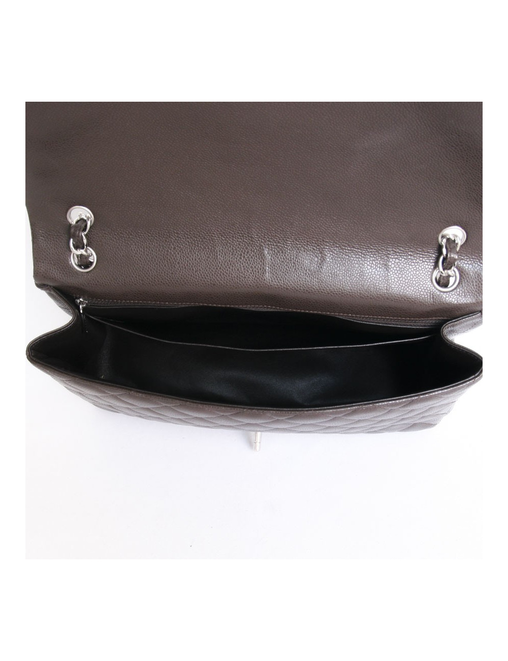 Maxi Jumbo CHANEL caviar Brown jewelry leather bag money