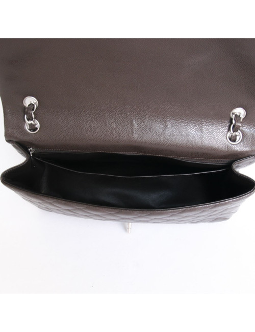 Maxi Jumbo CHANEL caviar Brown jewelry leather bag money
