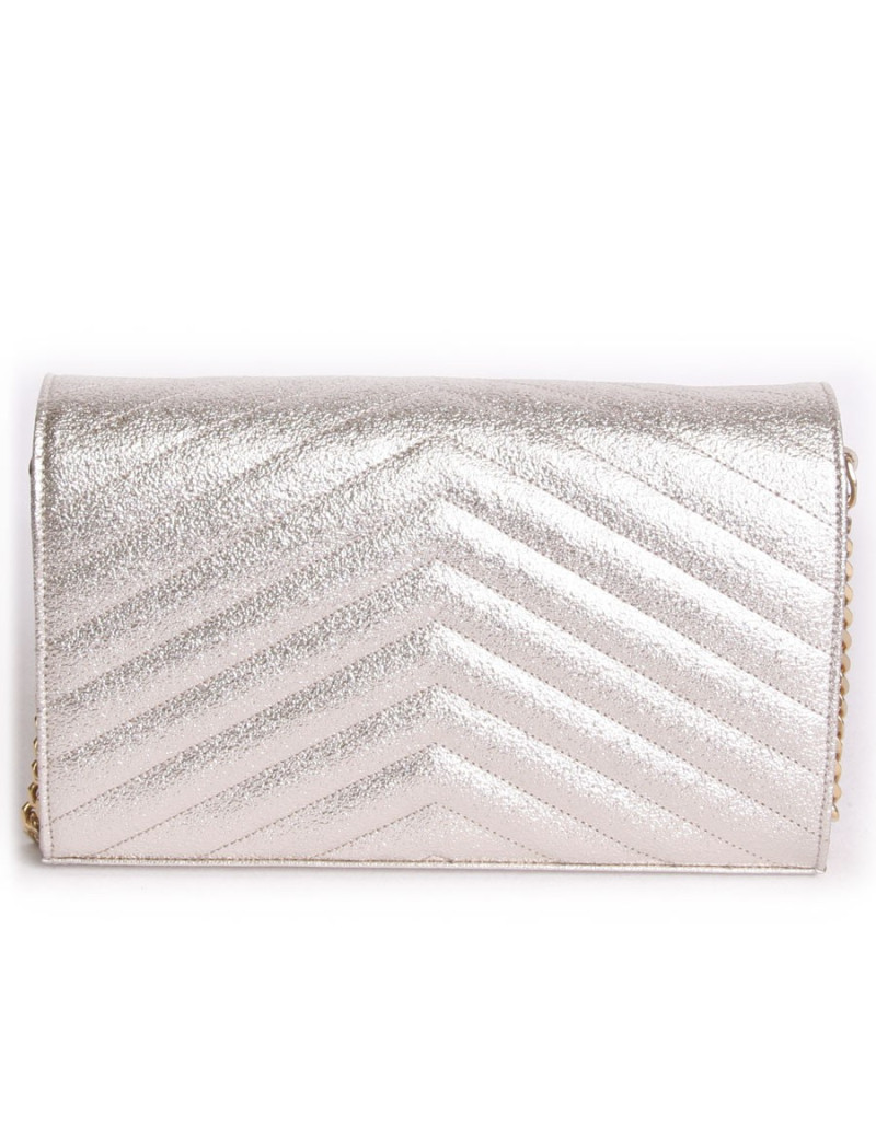 YVES SAINT LAURENT gold lame grained leather pouch bag