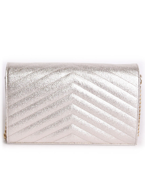 YVES SAINT LAURENT gold lame grained leather pouch bag